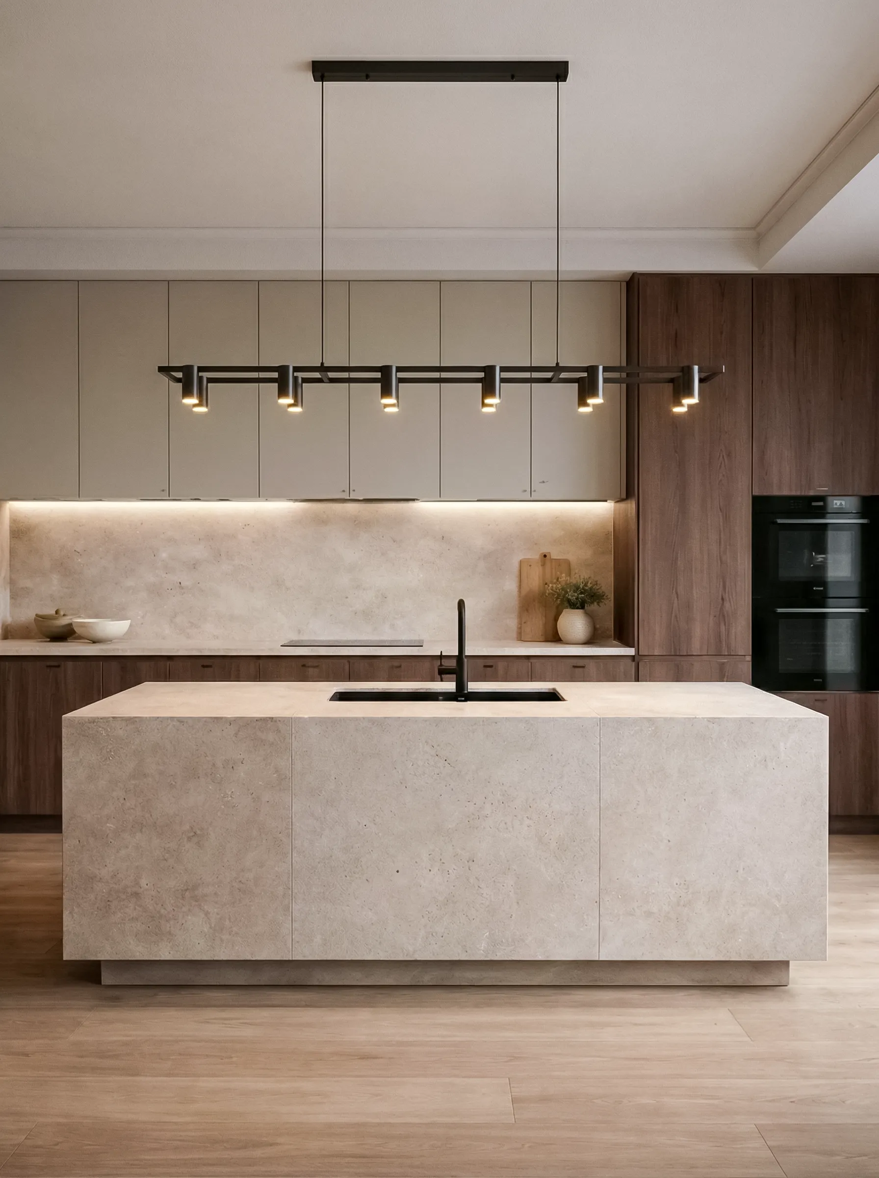 Quartz waterfall in Winnipeg kitchen